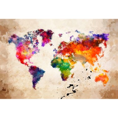 World map schilderij