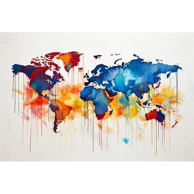 World map schilderij
