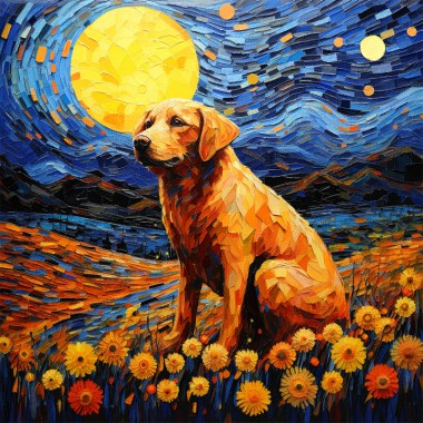 Hond in de sterrennacht 