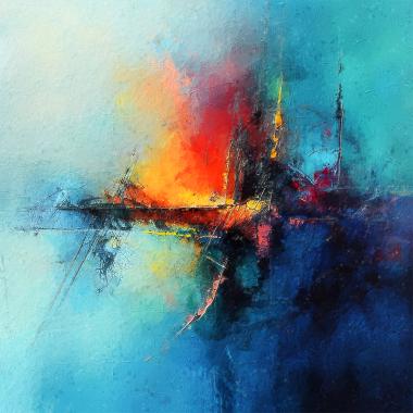 Turquoise schilderij abstract