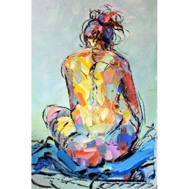 Vrouw schilderij in kleurrijk 