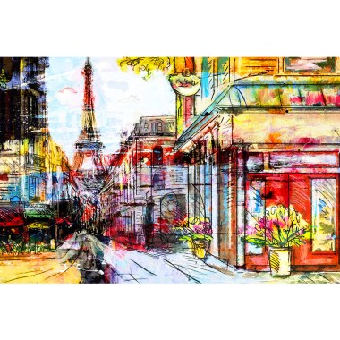Parijs in kleur schilderij 