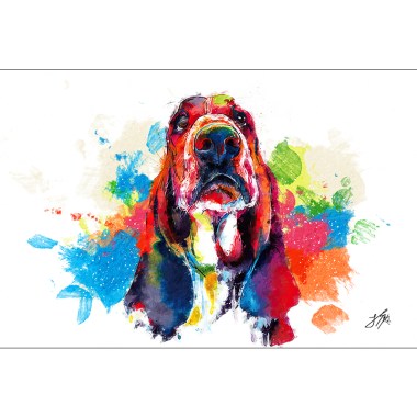 vrolijke hond schilderij 